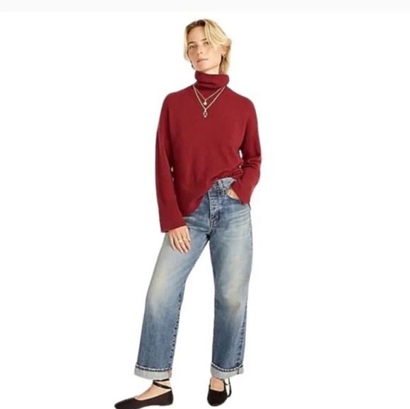 J. Crew merino wool alpaca blend turtle neck split hem wide on trend sleeves xs - Picture 2 of 15